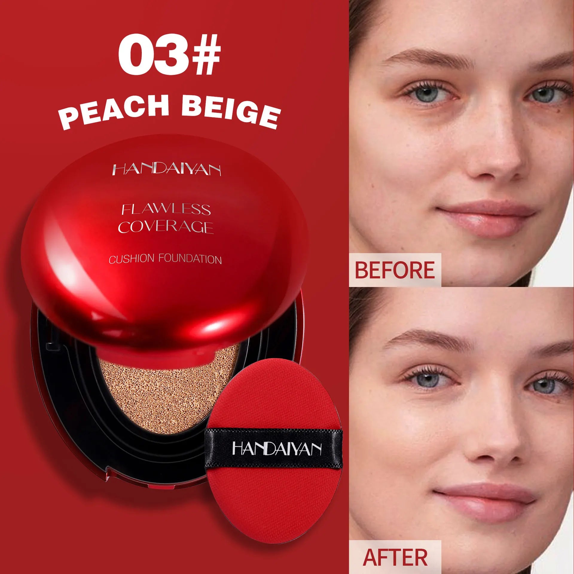 Fondotinta coreano Air Cushion - Correttore idratante naturale leggero Base per trucco a lunga durata per donna con controllo dell'olio sbiancante