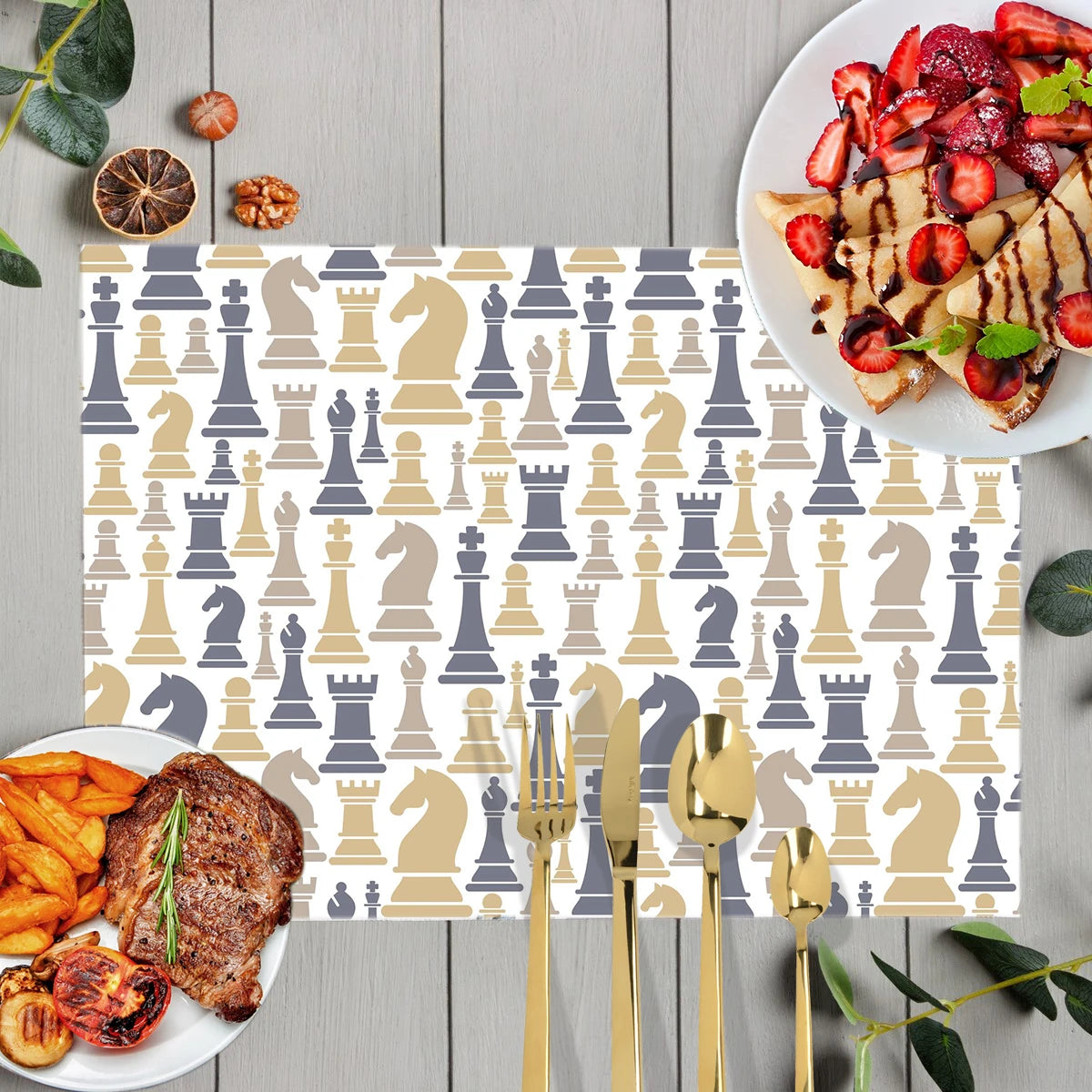 Chess Player Game Print Table Mats for Dining Checkmate Chess Fans Coffee Coaster Kitchen Dish Pads tovaglietta impermeabile in lino
