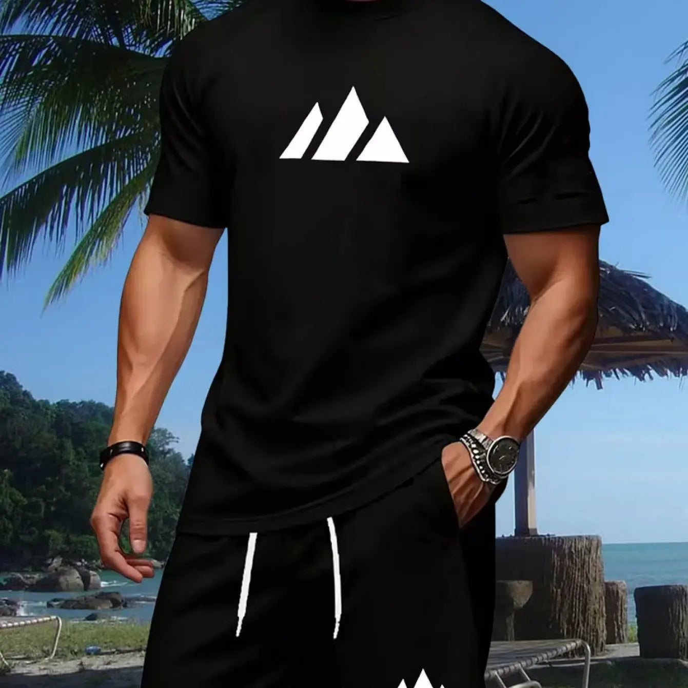 T-shirt estiva da uomo, manica corta, cotone pesante, stile coreano di tendenza, girocollo, top stampato alla moda