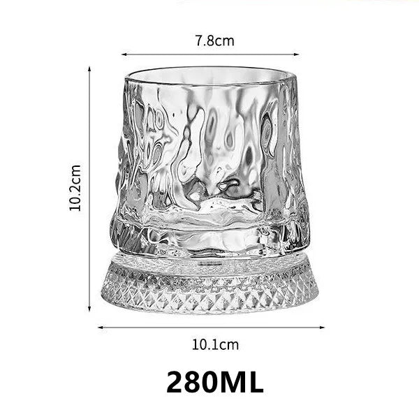 Bicchiere da whisky rotante da 280 ml Bicchiere da birra premium in cristallo creativo Tazza da liquore a rilievo con base dritta Stampo per bevande Bicchiere da vino