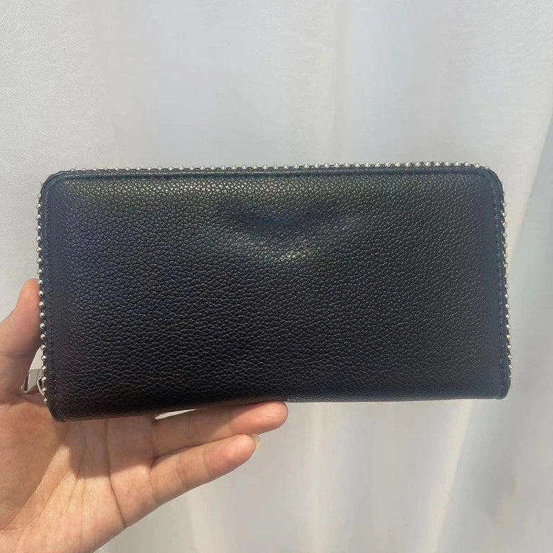 Nuovo Portafoglio da Donna ZV in PU con Catena Metallica, Porta Carte, Pochette in Denim, Portamonete, Portafoglio Piccolo