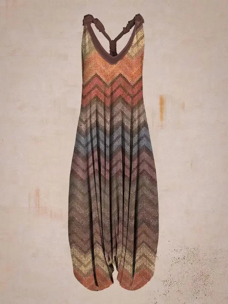 Tuta generale allentata bohémien a gamba larga Mandala etnico Stampa paisley vintage Pagliaccetti da donna Tutina harem senza schienale