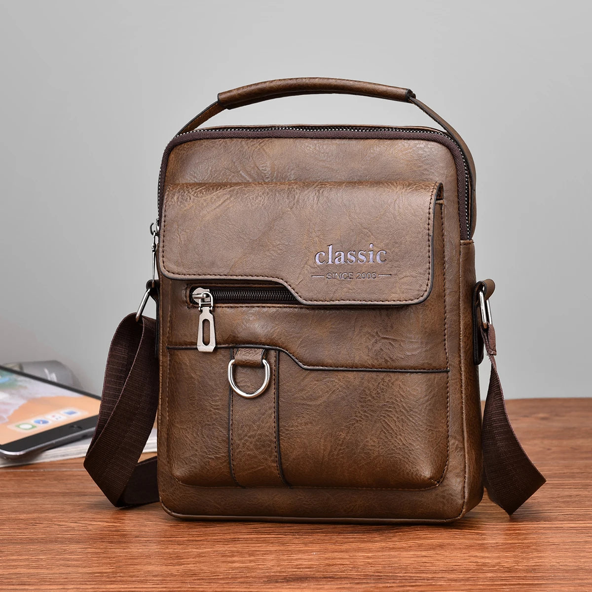 2024 nuova borsa a tracolla da uomo di marca di lusso borsa a tracolla in pelle per borse da uomo borse laterali a tracolla di grande capacità da lavoro marrone
