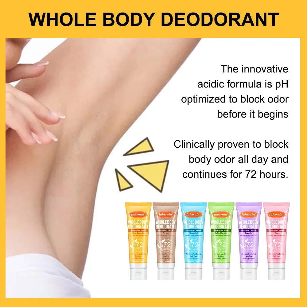 Whole Body Deodorant Deeply Improve Odor Refreshing Non-sticky Mild Formula Multiple Fragrances Creamy Texture Pre-Deodorant