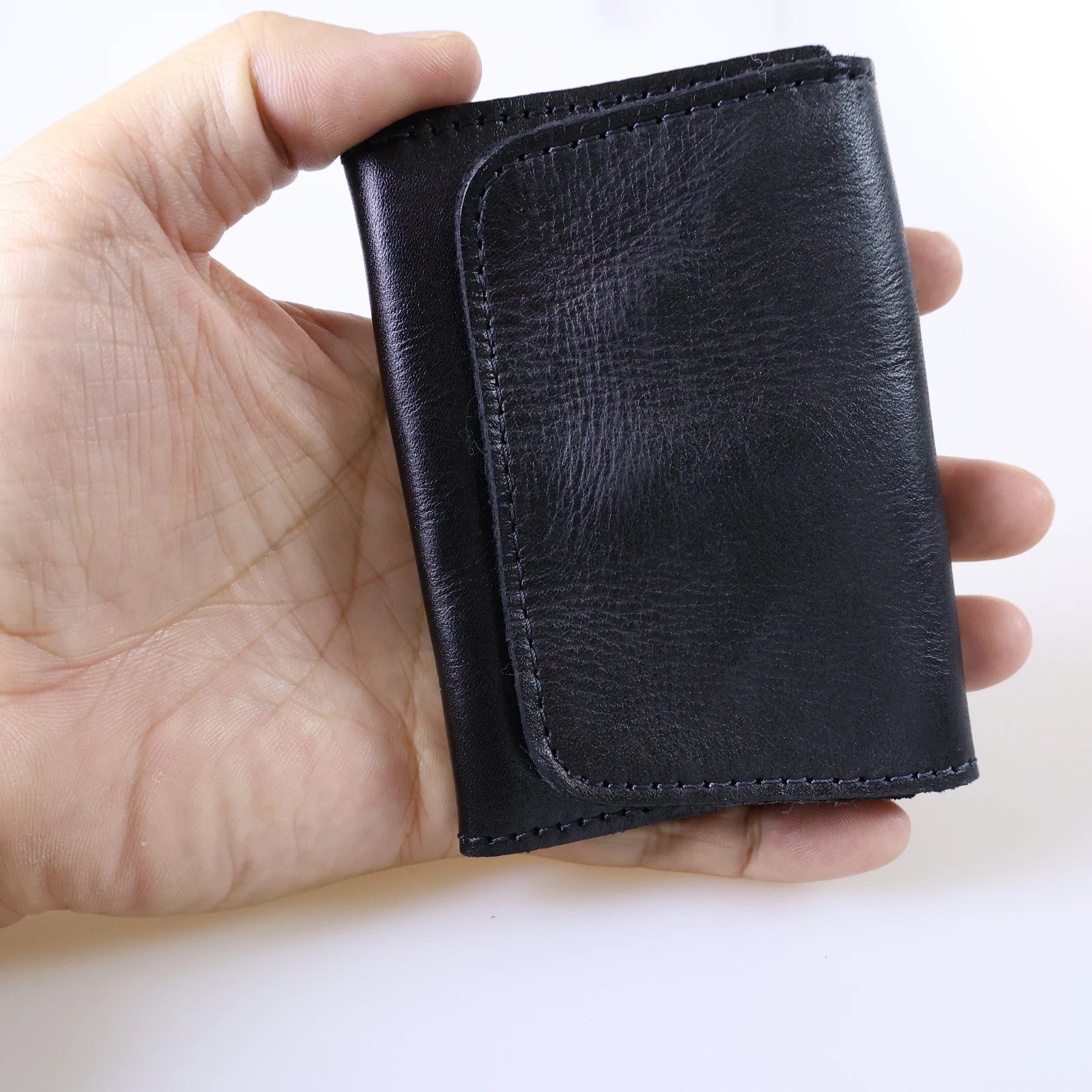 Portafoglio in vera pelle di vacchetta per uomo donna Portafogli da uomo corti corti vintage fatti a mano Porta carte compatto Portamonete in pelle