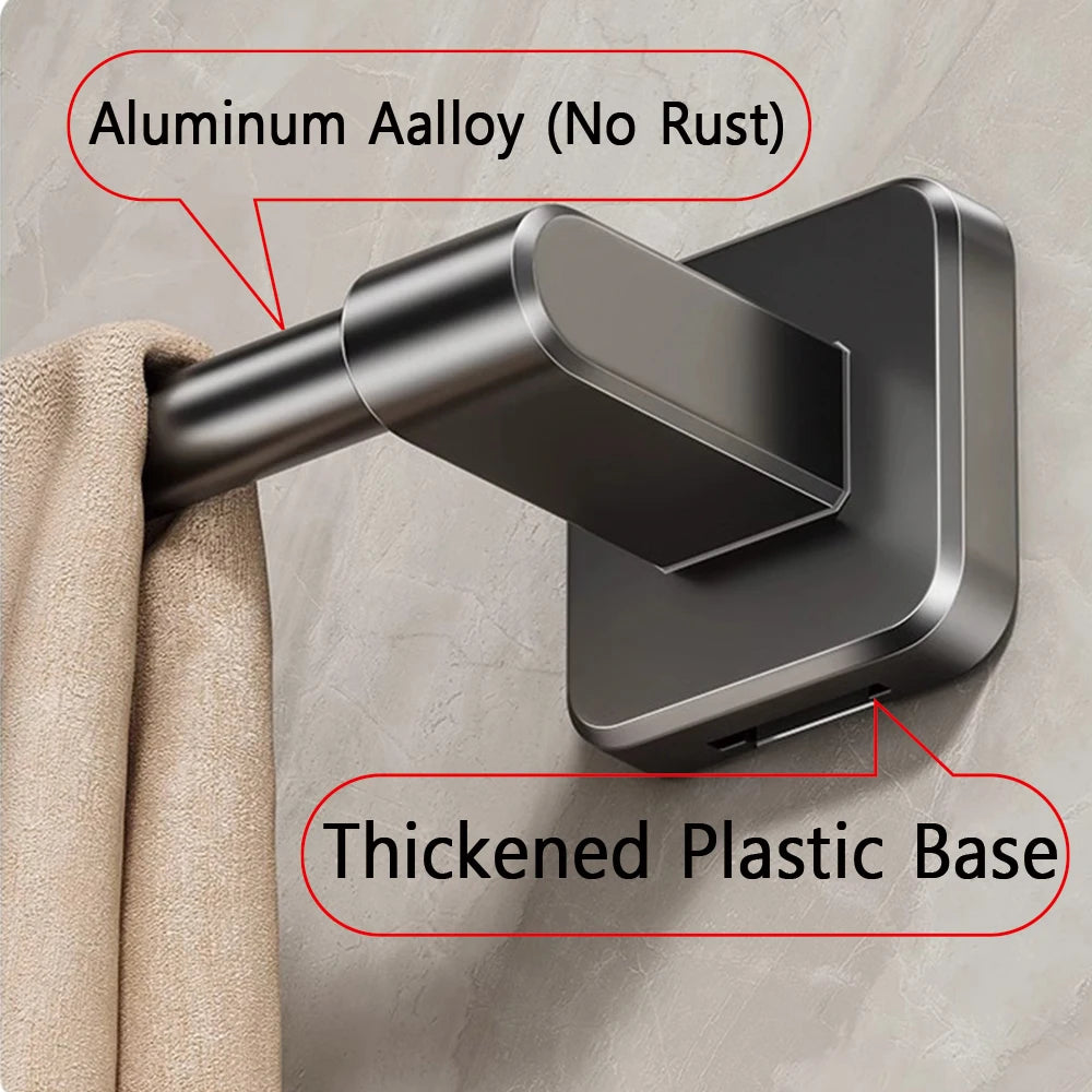 Bathroom Towel Rack Punch Free Black White Grey Bath Towel Rack Self-Adhesive Towel Bar Bathroom Kitchen Hardware Accessories