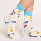 Calze Da Donna Cartoon Harajuku Cotone Skater Per Ragazze Streetwear Con Grafica A Righe Esclusive