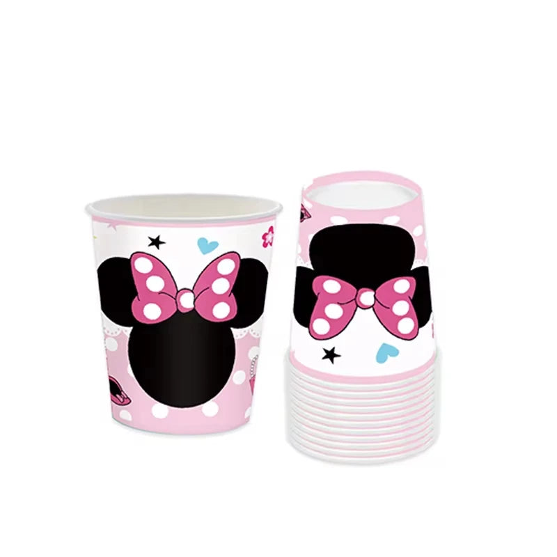 Set per Festa di Compleanno Minnie Mouse: Stoviglie, Bicchieri, Piatti, Tovaglioli, Tovaglia per Ragazze e Decorazioni Baby Shower