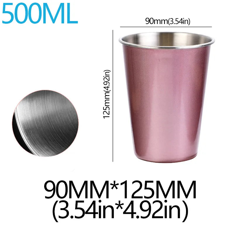 350/500ml Tazze in acciaio inossidabile Ufficio domestico Bar Cucina Bevande Bicchiere da caffè Tè Bere Boccale di birra Tazza da viaggio in metallo