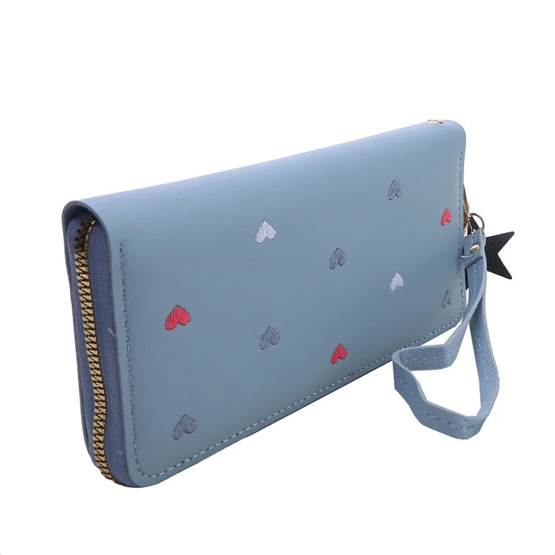 Portafogli lunghi da donna Portafogli di lusso con cuore d'amore per porta carte da tasca per soldi da donna Portafogli femminili Pochette per telefono