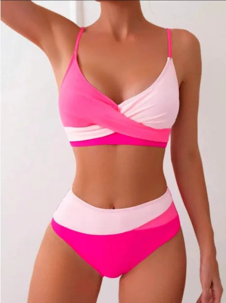 2026 Nuovo Patchwork Costume da bagno bikini a due pezzi Donne sexy Costume da bagno stretto vuoto Backless Costumi da bagno Cross Push Up Beach Costume da bagno