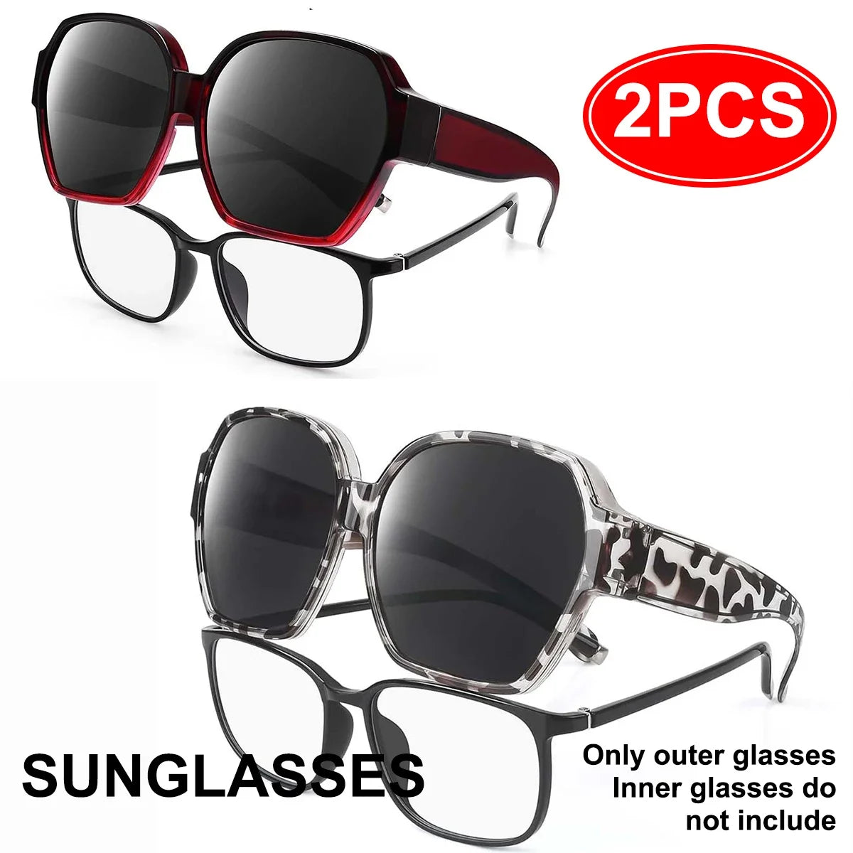 1/2/3PC Sunglasses Fit Over Glasses Polarized for Men Women, Wrap-Around Glasses UV400 Protection for Driving and Outdoor T01