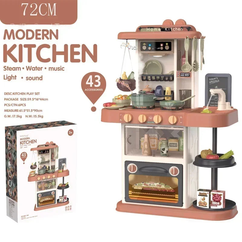 72cm moda per bambini che giocano a casa simulazione utensili da cucina cucinare Mini giocattoli da cucina musica leggera regalo di natale