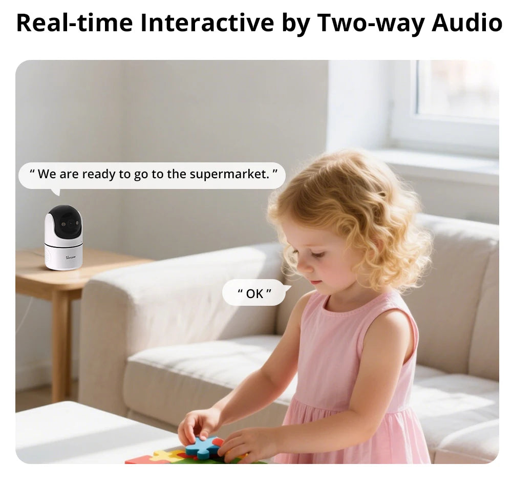 SONOFF CAM PT2 Smart Home Security Camera Smart Night Vision 360° Panoramic View Remote HD Monitoring with Real-Time Interaction
