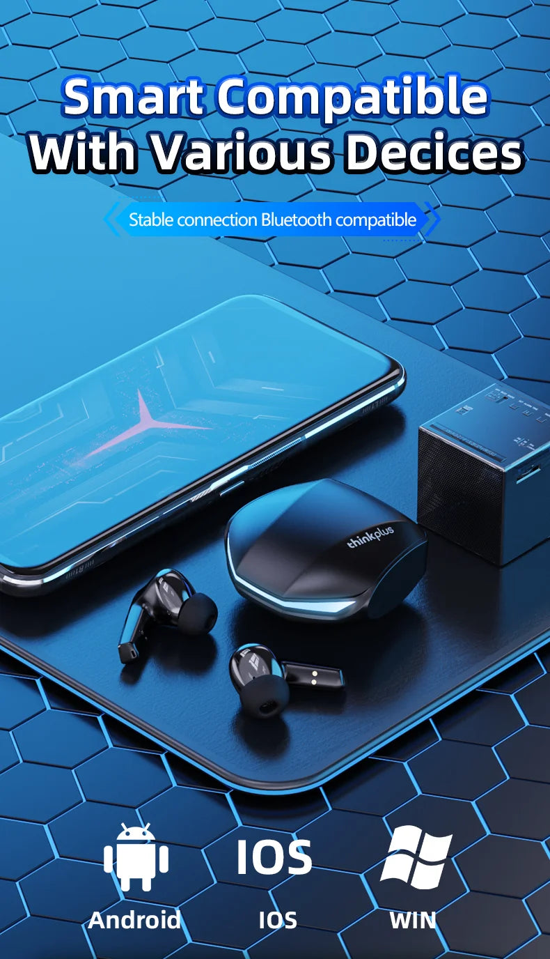 100% originale Lenovo GM2 Pro Bluetooth V5.3 TWS Auricolari wireless Stereo Sport Auricolari Gioco Musica Dual Mode Auricolare a bassa latenza