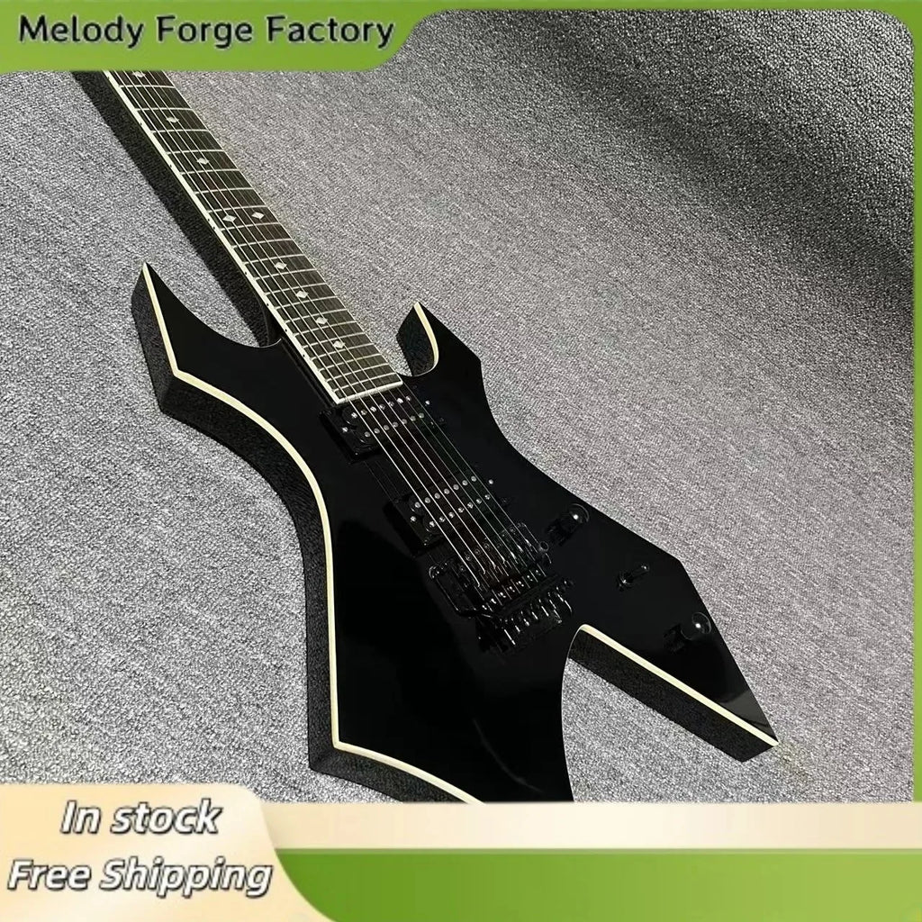 Chitarra Elettrica BC a 6 Corde Forma W, Tastiera in Palissandro Nero, Pickup HH, Doppio Meccanismo di Accordatura, per Chitarristi Professionisti
