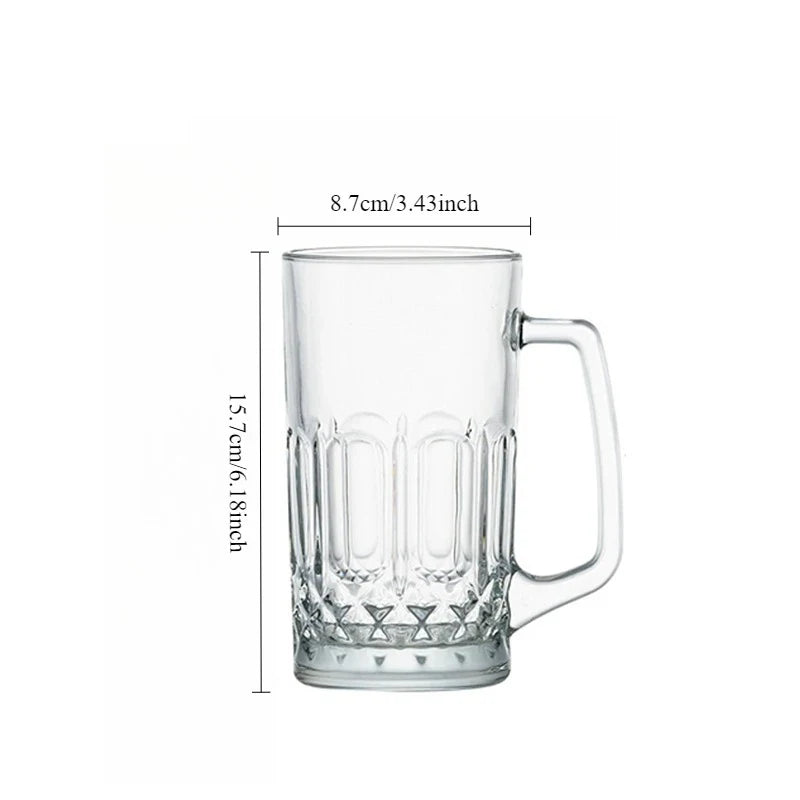 Bicchiere da Birra Creativo con Rilievo 600ml/1000ml, Bicchiere da Birra di Lusso con Manico, Tazza Trasparente per Bevande da Festa, Tazza da Tè per Casa, Articoli per Bevande