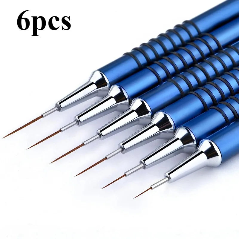 new 6Size Nail Art Liner Brushes 5/7/9/11/20/25mm Painting Nail Brush Dotting Drawing Tool Long Lines Thin Details Manicure pen