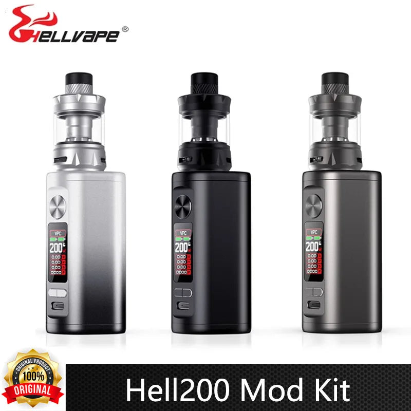 Kit originale Hellvape Hell200 Uscita 5-200 W Display LCD filettato 510 Serbatoio da 5 ml 7 modalità di uscita tramite batteria 18650 Sigaretta elettronica