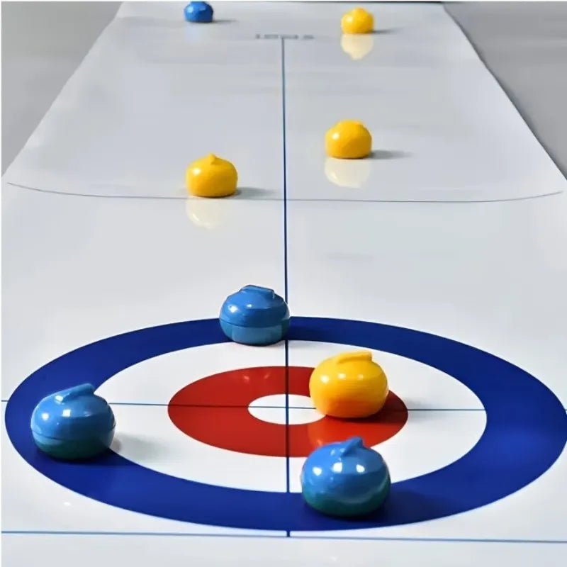 Giochi di curling da tavolo, intrattenimento per la famiglia, giochi da tavolo per riunioni di famiglia, 8 palline per set, struttura in plastica, bianco/rosso/giallo/blu
