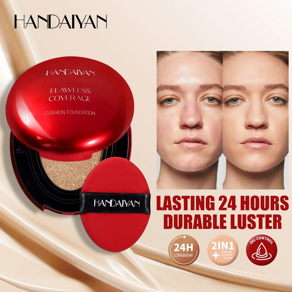 Fondotinta coreano Air Cushion - Correttore idratante naturale leggero Base per trucco a lunga durata per donna con controllo dell'olio sbiancante