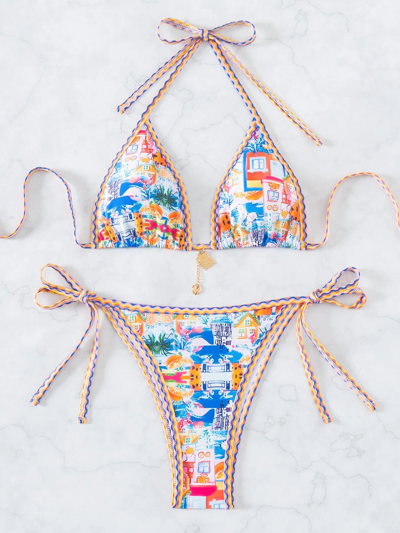 Nuovo Set Bikini Triangolo 2026 - Costume da Bagno Push-Up con Stampa Floreale e Slip Brasiliano