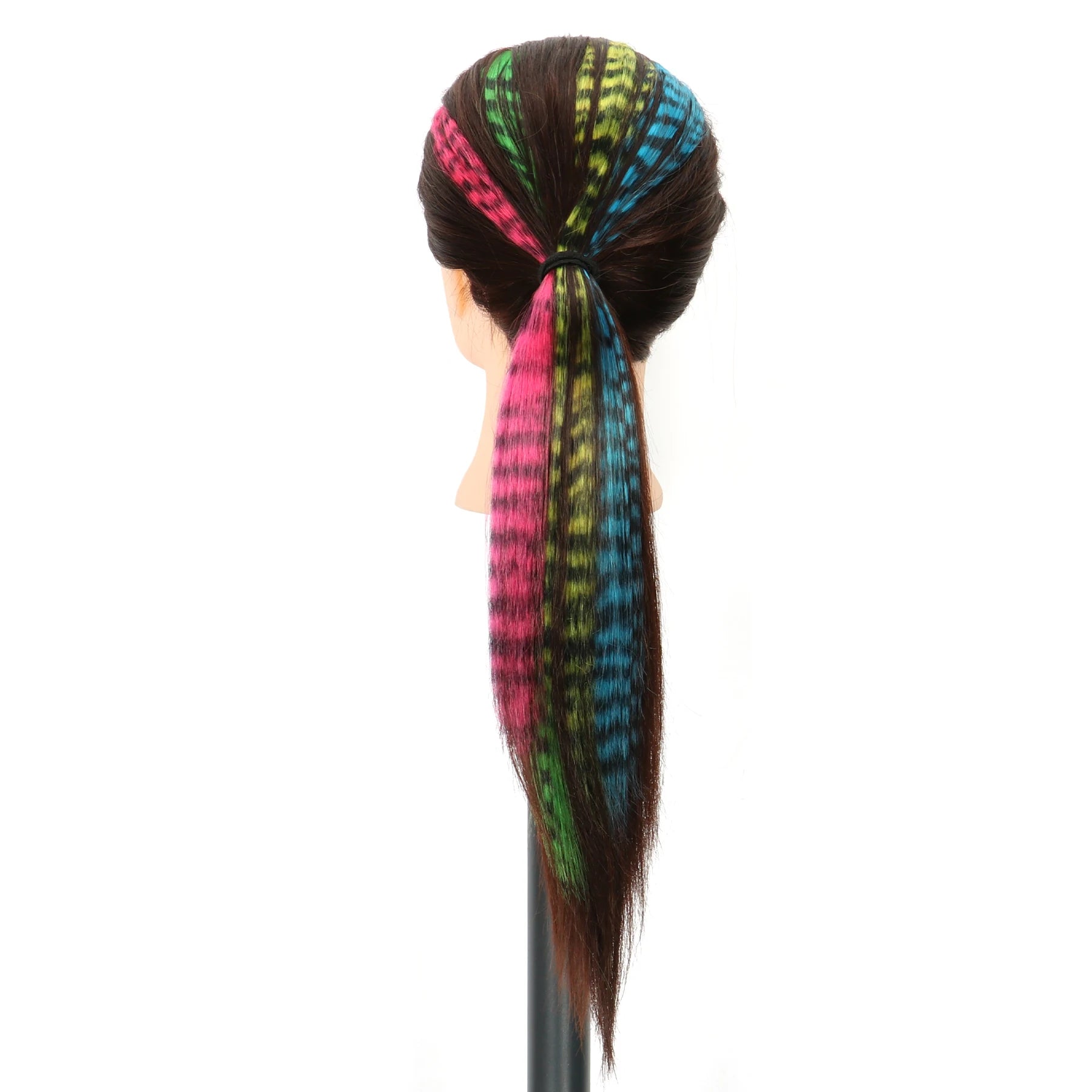 Extension per capelli sintetici 18 "lungo dritto da donna clip ad alta temperatura nell'estensione dei capelli parrucchino parrucca di piume blu rosa colorata