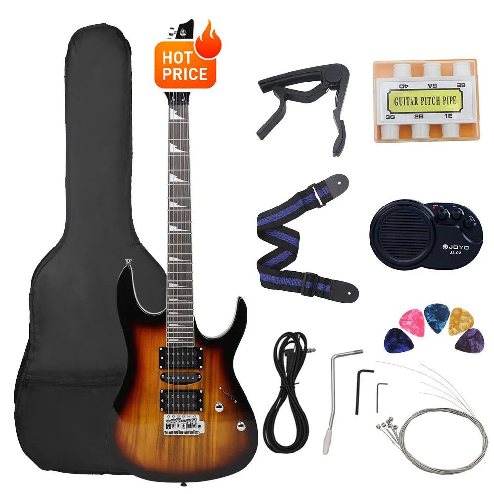 Chitarra elettrica a 6 corde 24 tasti Chitarra elettrica con corpo in acero Guitarra con altoparlante per borsa Parti e accessori per chitarra necessari
