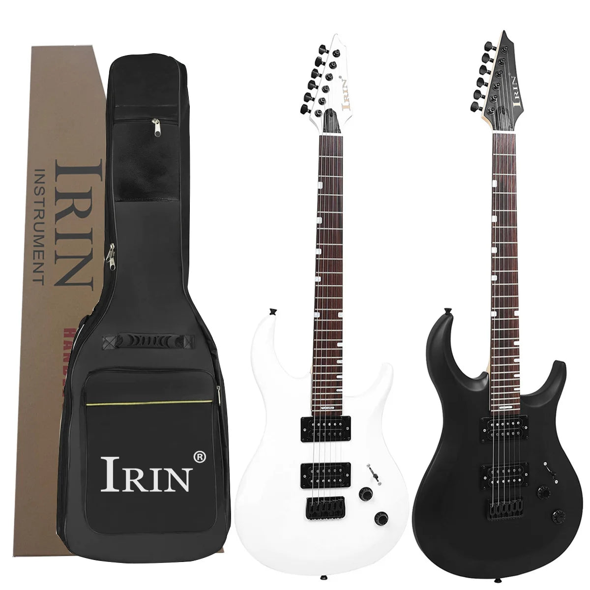 Chitarra elettrica IRIN a grandezza naturale R-370 Chitarra elettrica a 24 tasti con doppio pickup con custodia e pacchetto di accessori Pacchetto di avviamento per principianti