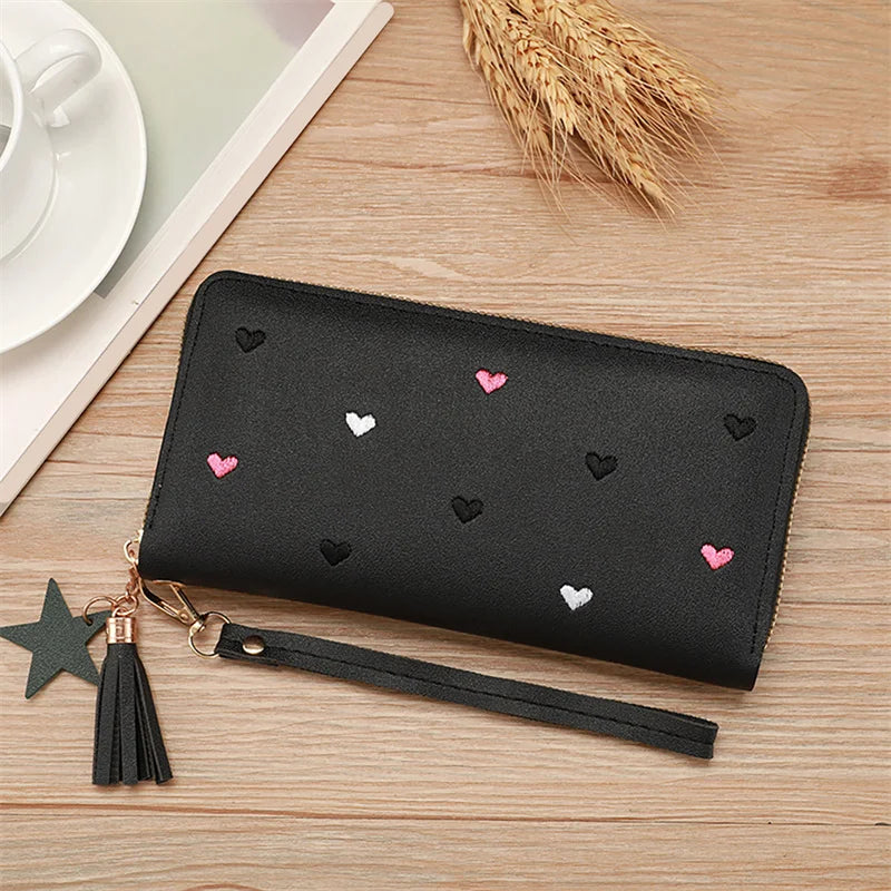 Portafogli lunghi da donna Portafogli di lusso con cuore d'amore per porta carte da tasca per soldi da donna Portafogli femminili Pochette per telefono