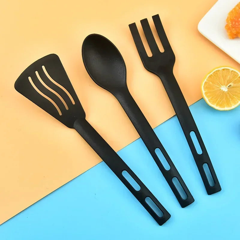 1/3PCS Utensili da cucina in nylon Set Utensili da cucina da cucina Tornitore a fessura Cucchiaio solido Forchetta Per bambini Forchetta Cucchiaio Stoviglie