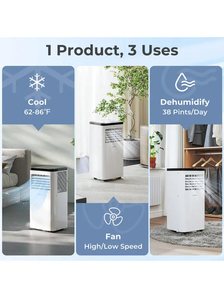 Condizionatore d'Aria Portatile 8000 BTU, Unità AC da Pavimento 3 in 1