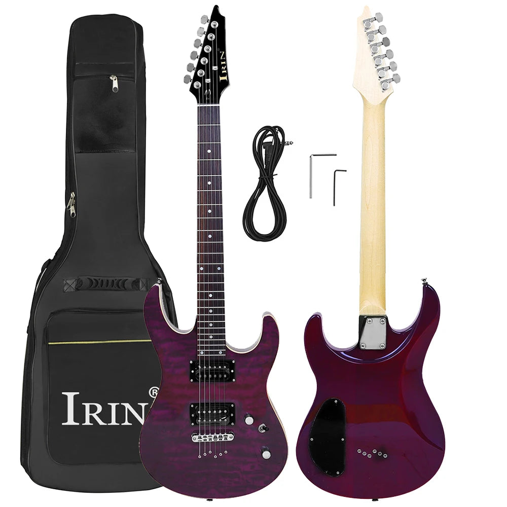 IRIN Chitarra elettrica a 6 corde 24 tasti Tecnologia corpo in acero Tastiera in legno Guitarra elettrica con cavo chiave per borsa