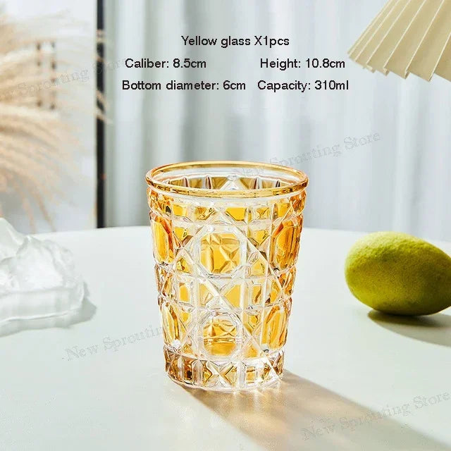 Bicchieri da whisky creativi scozzesi colorati in stile europeo, boccali di birra, bicchiere intagliato a mano, tazza d'acqua, tazza di vino, geometrico