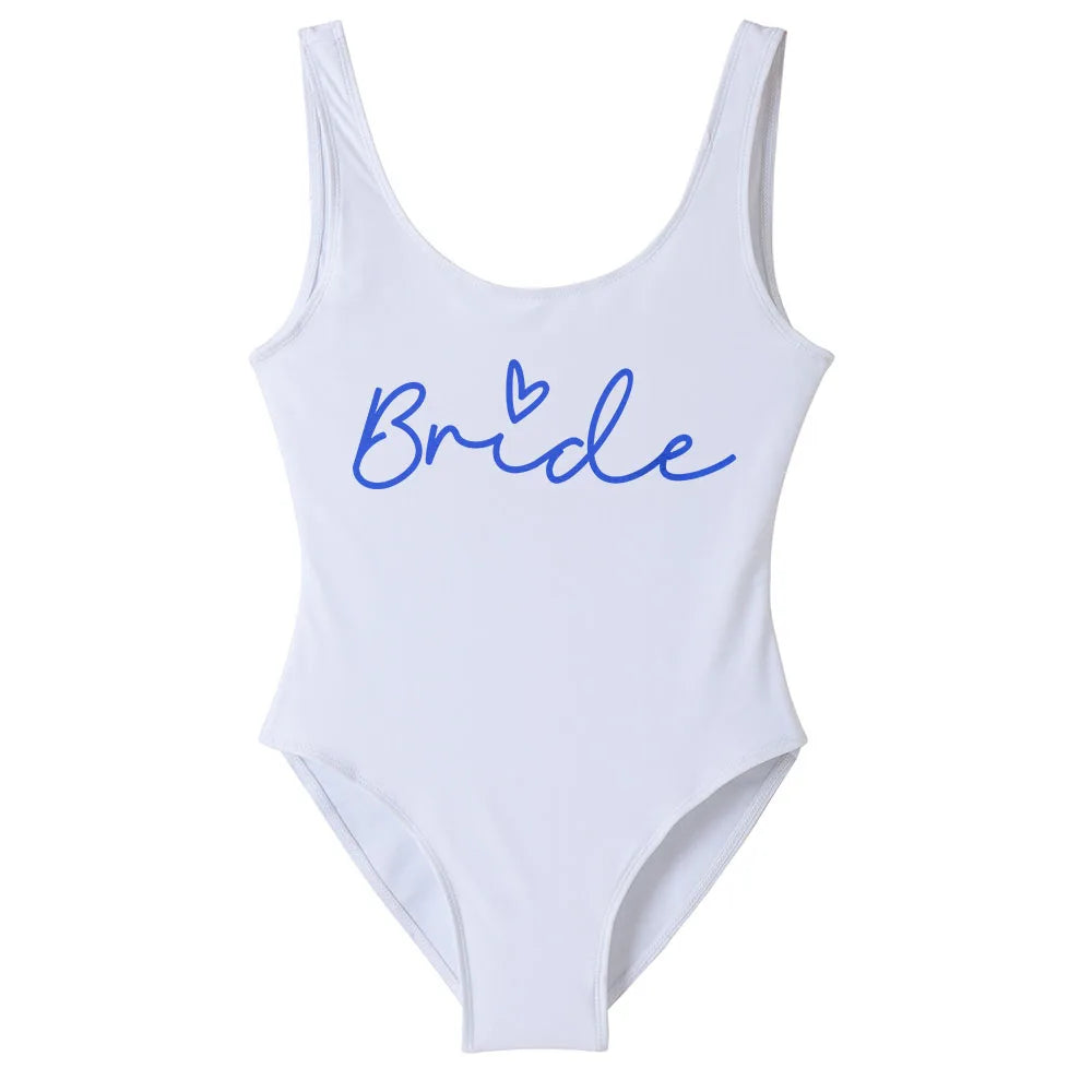 S-3XL Verde Stampa Team Sposa Costume intero Squad Donna Costumi da bagno Addio al nubilato Costume da bagno estivo Beatchwear Costume da bagno