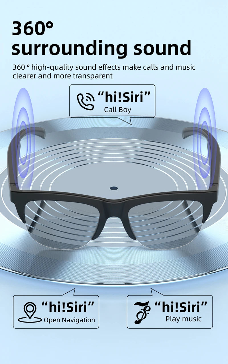 2025 Nuovi occhiali audio Bluetooth intelligenti - Lenti fotocromatiche Altoparlanti HD integrati per musica/chirchi Occhiali da sole wireless