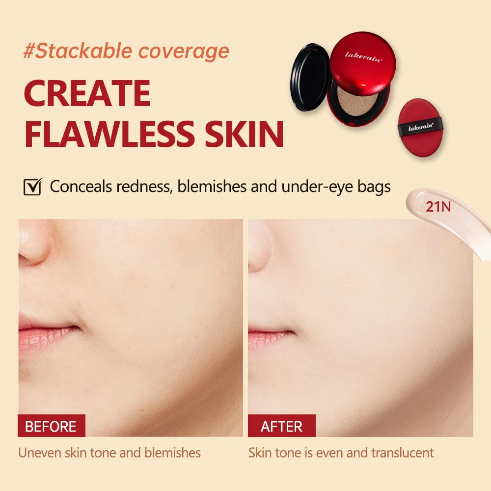 Long-lasting Coverage Foundation Sun Protection Cushion Foundation Semi-Matte Finish 72-Hour Wear Face Base Makeup Cosmetics