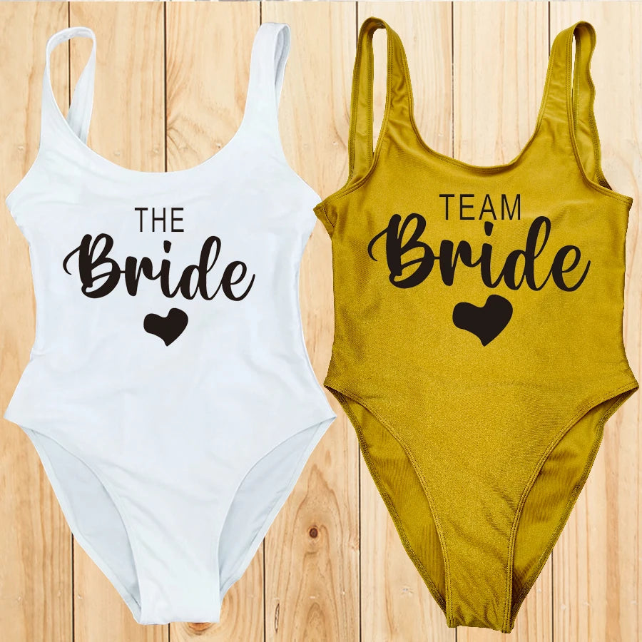 S-3XL costume da bagno intero donna Team Bride Summer Swimwear Higt Cut Low Back costume da bagno addio al celibato costume da bagno Beachwear