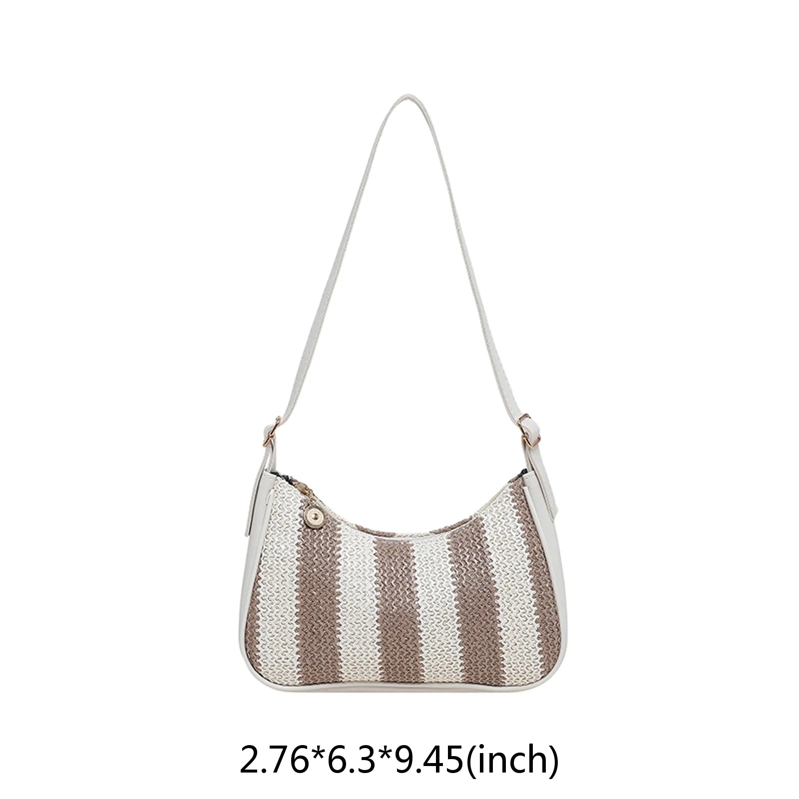 Borse a Spalla da Donna a Righe in Paglia, Borsa a Tracolla in Rattan Intrecciato con Cerniera, Pochette Hobo Femminile