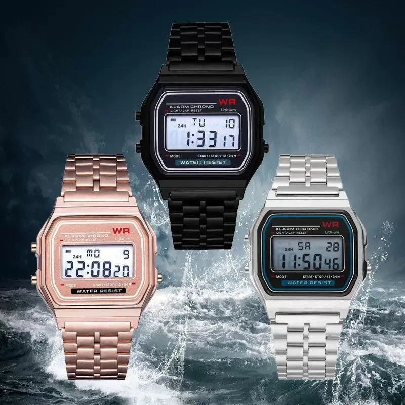 Orologi con cinturino in acciaio Orologio da donna Orologio da uomo d'affari Orologio multifunzione LED digitale Orologio da polso sportivo Orologio elettronico Electron wi