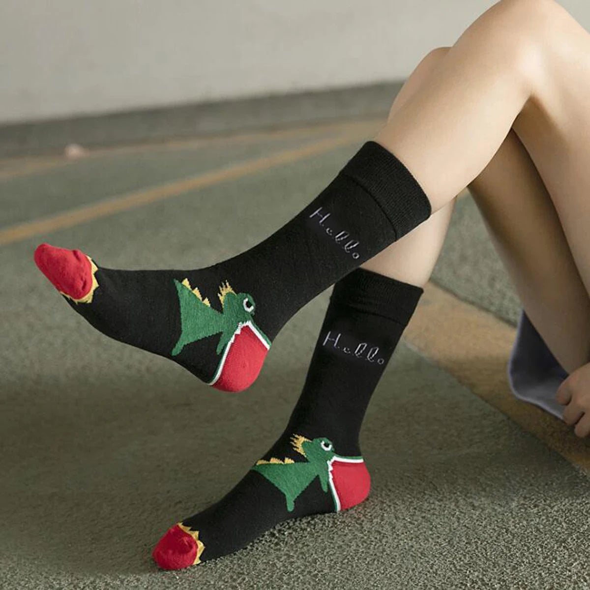 1 paio di calzini da skateboard Harajuku in cotone casual da donna