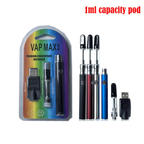 3-10 pz Vap Max W3 Vape Pen batteria 350 mah 3.4 V-4.0 V Batteria di Preriscaldamento Con 510 Filo 1 ml Cartuccia Vaporizzatore per Olio Spesso
