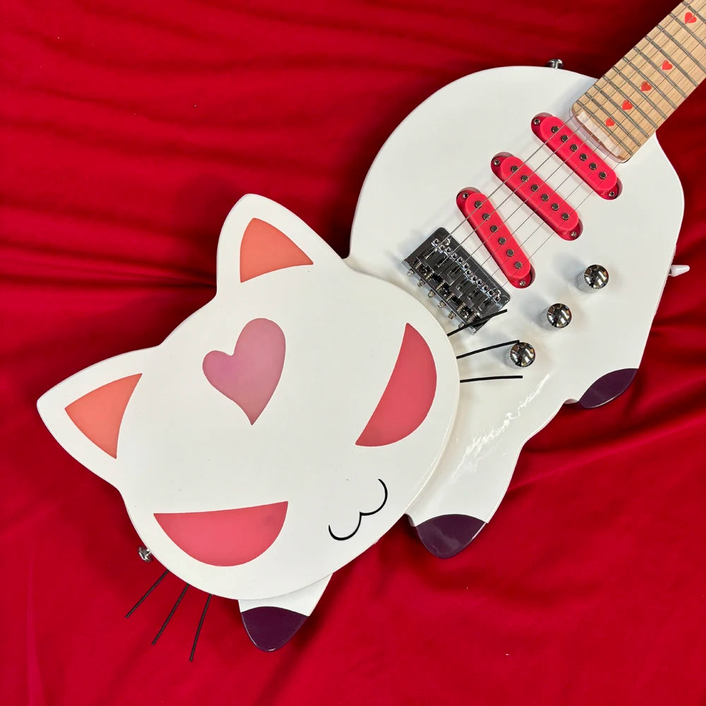 Chitarra elettrica White Cat con hardware di alta qualità, tasti scorrevoli, accordatura stabile, manico confortevole, suono bilanciato