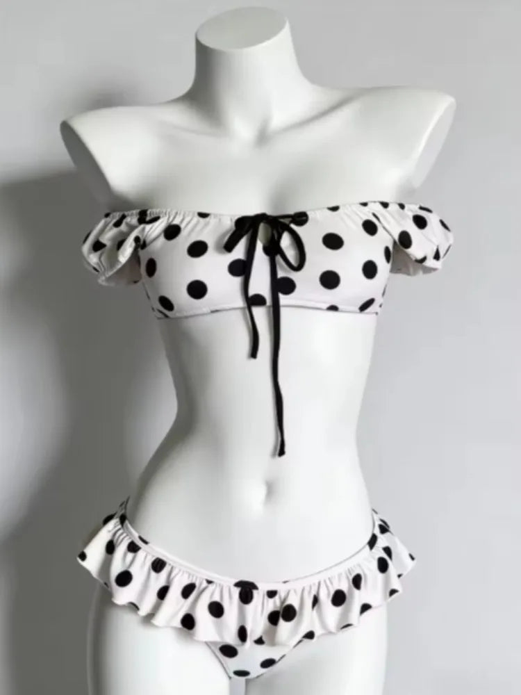 Set Bikini a 4 Pezzi con Vita Alta Fairy Sweet per Donne 2026 - Costume da Bagno Trendy Stampato Chic per Vacanze al Mare Festa Estiva alla Moda
