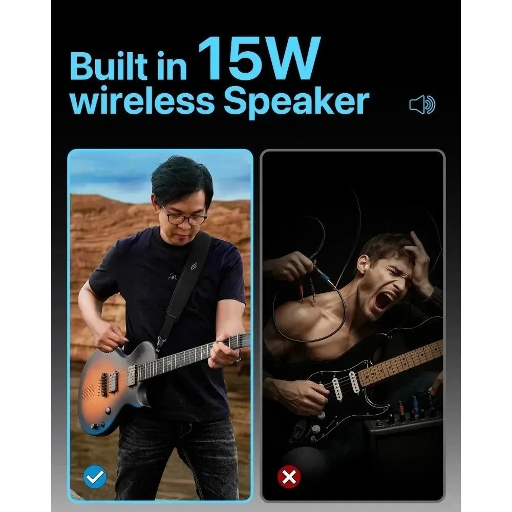 Chitarra Elettrica Enya Sonic JTElectric Jack Signature in Fibra di Carbonio con Altoparlante Wireless da 15W, Portatile Tutto-in-Uno