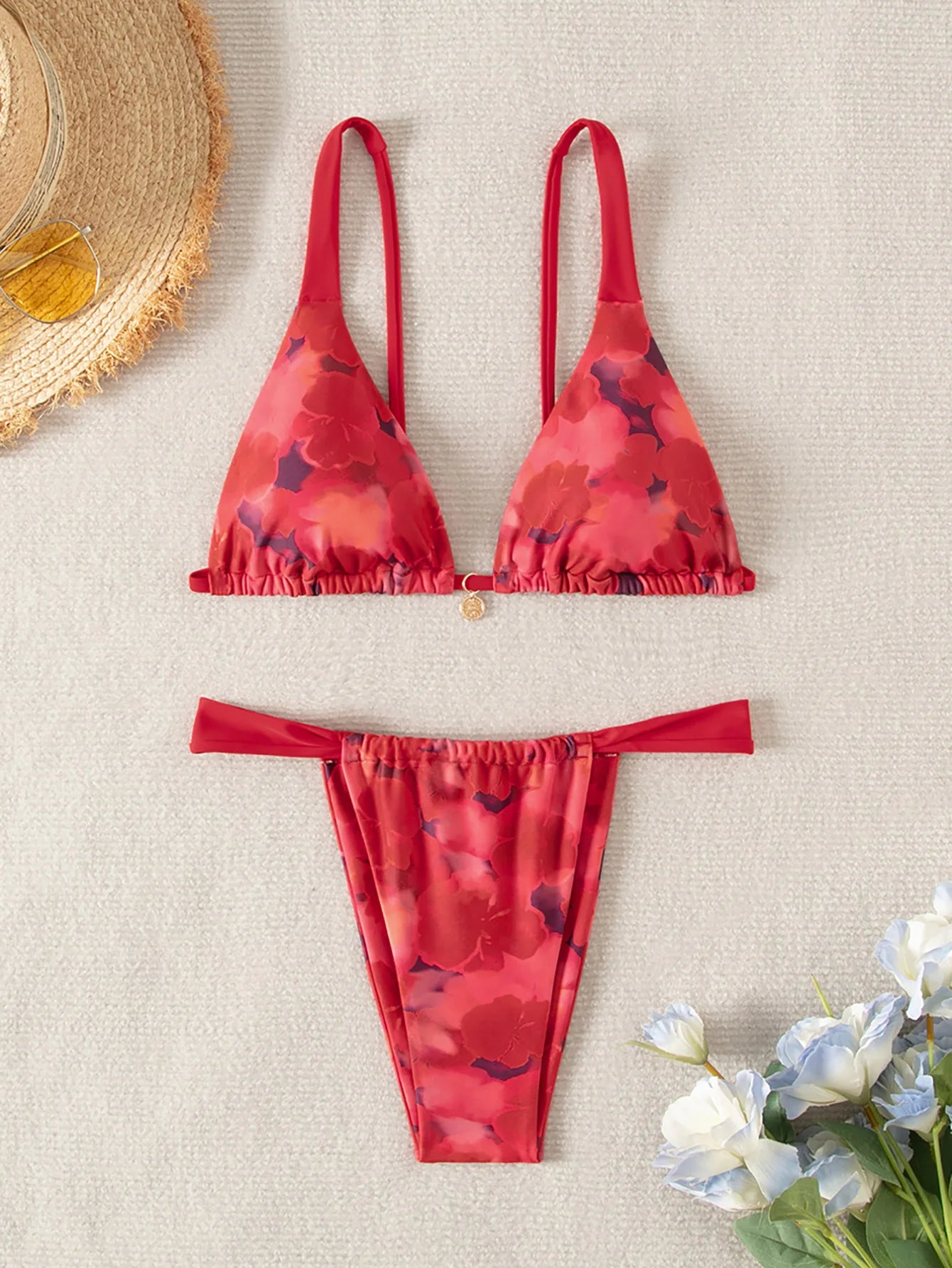 Nuovo Set Bikini Triangolo 2026 - Costume da Bagno Push-Up con Stampa Floreale e Slip Brasiliano