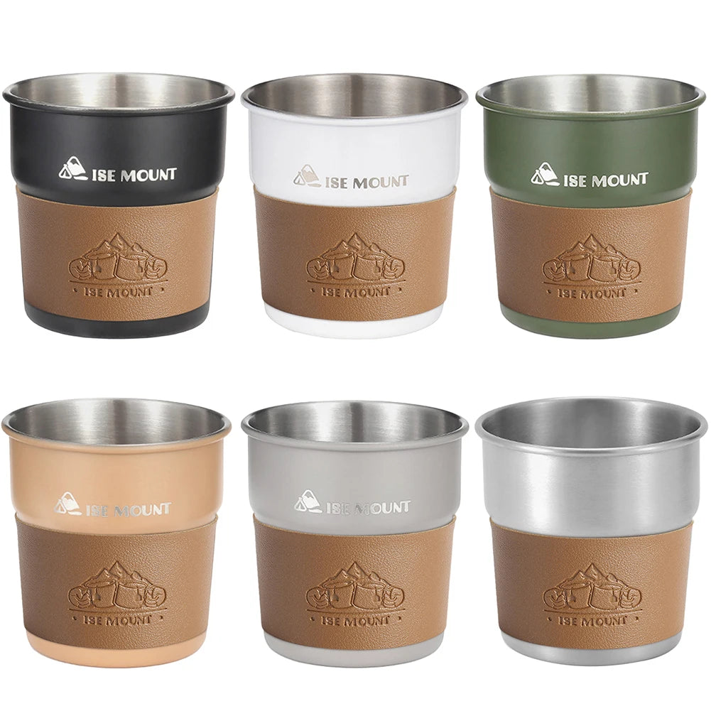 Tazze da birra e vino da 300 ml, impilabili, tazza da campeggio, tazza da campeggio in acciaio inossidabile, leggera, per viaggi all'interno e all'esterno