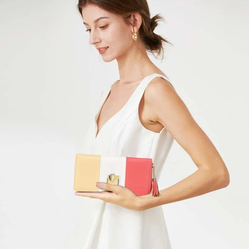 Pomelo Il miglior portafoglio da donna in tinta unita: cinturino da polso con pochette multi-carta in vera pelle con blocco RFID