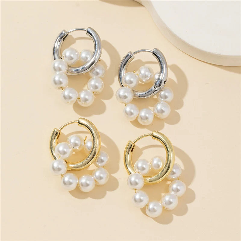 2024 Orecchini a cerchio a cerchio con perle di nappa di dichiarazione di moda bohémien per le donne Ragazze eleganti gioielli da sposa regalo
