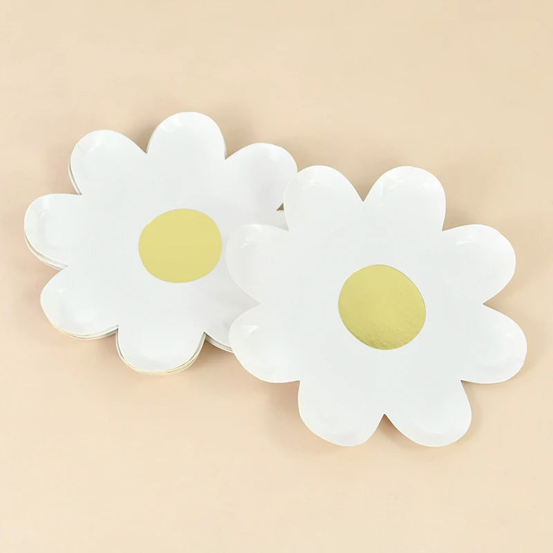 Daisy Flower Piatti da tavola usa e getta Cannucce Tovaglioli Banner Matrimonio Baby Shower Decorazione Forniture per feste di compleanno